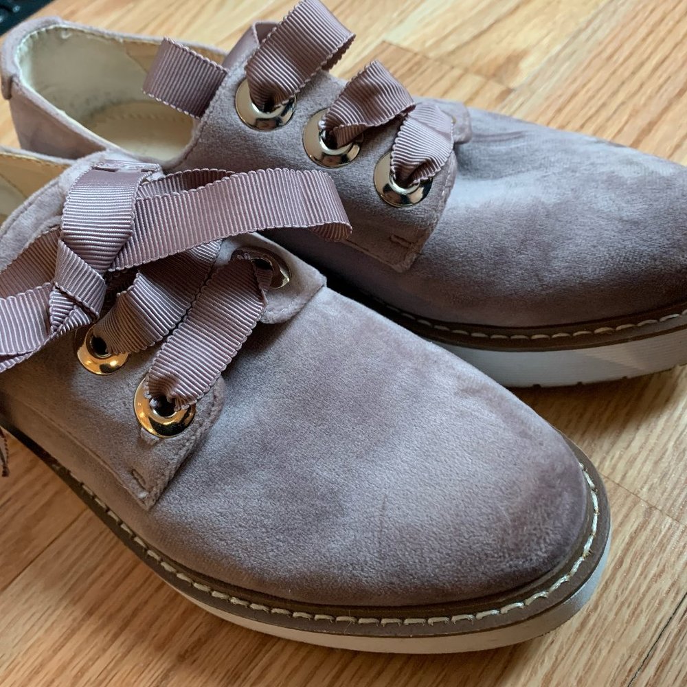 Zara Platform Suede Trainers, EU size 37